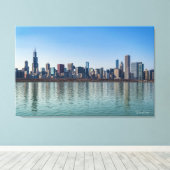 Leinwand - Chicago Skyline Lake Michigan Illinois (Insitu (Holzboden))