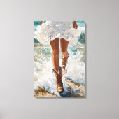 Leinwand Cowgirl Walking on Beach Western Art (Vorderseite)
