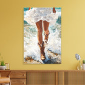 Leinwand Cowgirl Walking on Beach Western Art (Insitu (Wohnzimmer))