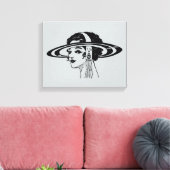 Leinwand (Dame mit Vintagem Hut) (Insitu (Wohnzimmer))