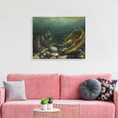 Leinwand der Fischkunst Coho Salmon w. Bear Canvas (Insitu (Wohnzimmer))