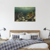 Leinwand der Fischkunst Coho Salmon w. Bear Canvas (Insitu (Schlafzimmer))