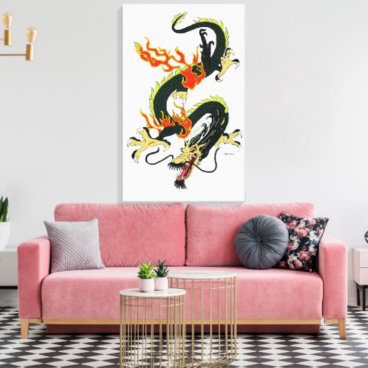 Leinwand des Schwarzen Chinesischen Drachen (Insitu (Wohnzimmer))