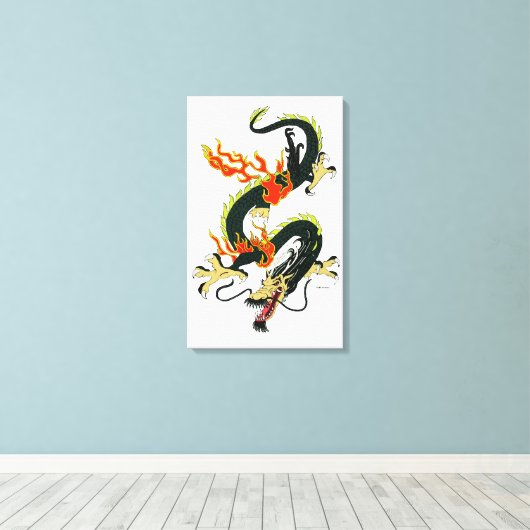 Leinwand des Schwarzen Chinesischen Drachen (Insitu (Holzboden))