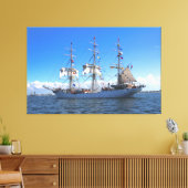 Leinwand des Segelschiffes unter Flaggen Art (Insitu (Wohnzimmer))