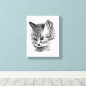 Leinwand-Druck 11x14 CAT 2 B/W Orig. Grafik Leinwanddruck (Insitu (Holzboden))