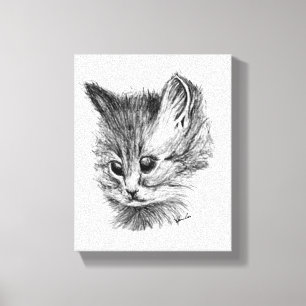 Leinwand-Druck 11x14 CAT 2 B/W Orig. Grafik Leinwanddruck