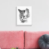 Leinwand-Druck 11x14 CAT 2 B/W Orig. Grafik Leinwanddruck (Insitu (Wohnzimmer))