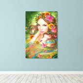 Leinwand Fantasy Schöne Märchenfrau mit Blume (Insitu (Holzboden))