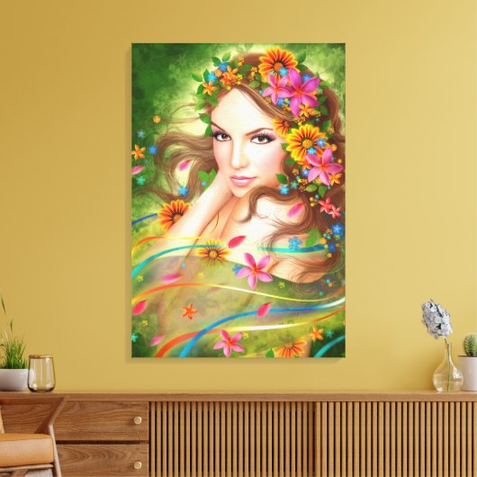 Leinwand Fantasy Schöne Märchenfrau mit Blume (Insitu (Wohnzimmer))