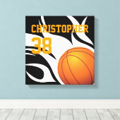 Leinwand "Flaming Basketball B/W" (Insitu (Holzboden))