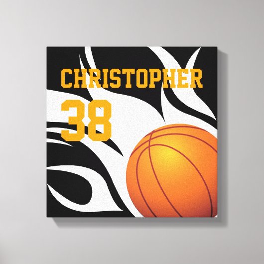 Leinwand "Flaming Basketball B/W" (Vorderseite)