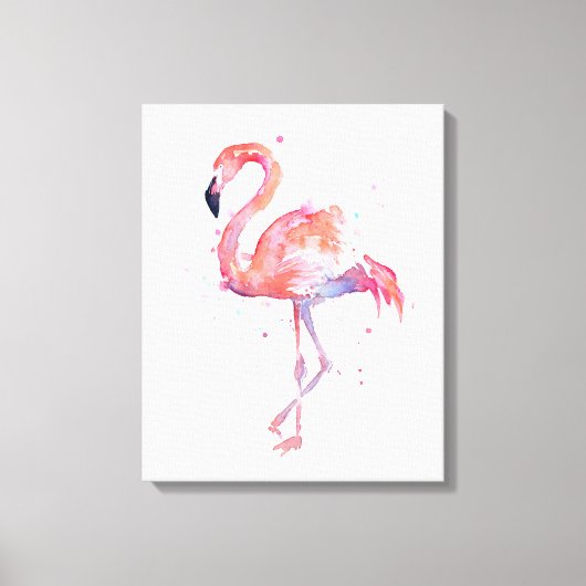 Leinwand Flamingo Watercolor Malerei Kunst, Dichtu (Vorderseite)