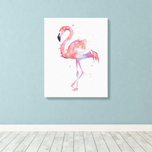 Leinwand Flamingo Watercolor Malerei Kunst, Dichtu (Insitu (Holzboden))