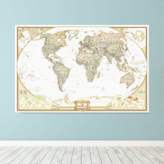 Leinwand für antike Weltkarte (Insitu (Holzboden))