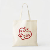 Leinwand für personalisiertes Rotes Herz und Paw Tragetasche (Vorne)