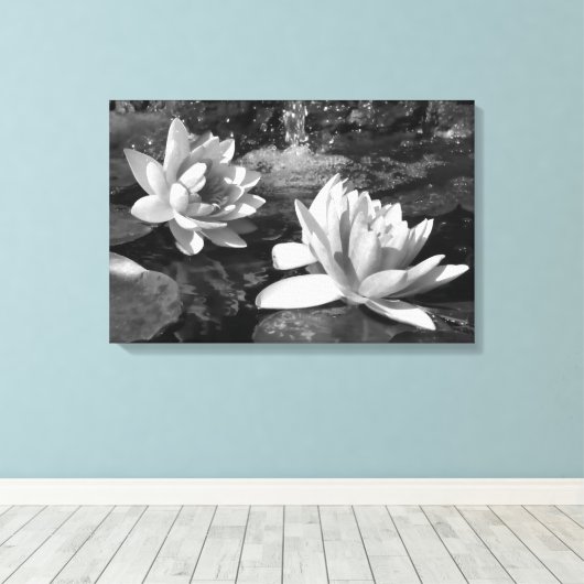 Leinwand für Schwarz-Weiß-Lotus-Blume (Insitu (Holzboden))