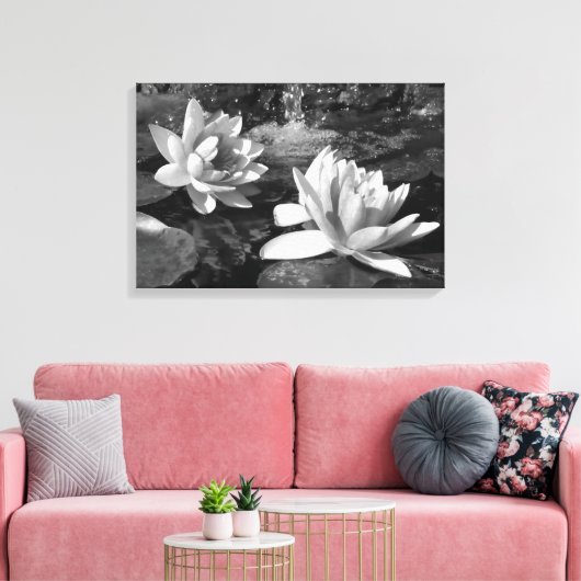 Leinwand für Schwarz-Weiß-Lotus-Blume (Insitu (Wohnzimmer))