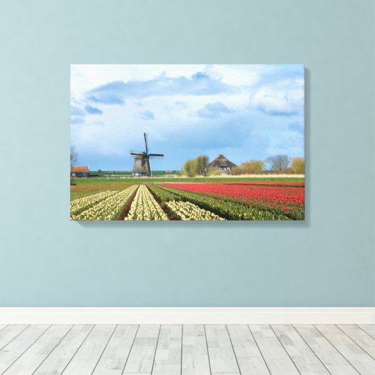 Leinwand für Windmühle und Tulpen (Insitu (Holzboden))