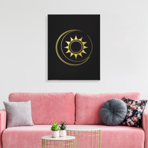 Leinwand Golden Himmlische Harmonie Mond Sonne Kun