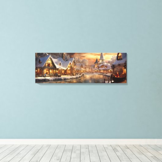 Leinwand Holiday Art-Snowy Village Scene (Insitu (Holzboden))