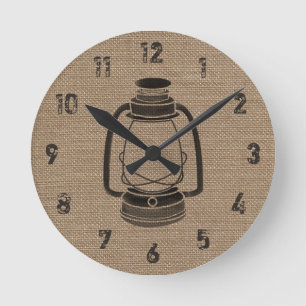 Leinwand-inspirierte Öl-Laternen-Uhr Runde Wanduhr