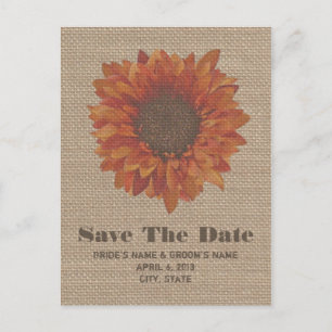 Leinwand-inspirierte orange Sonnenblume Save the Ankündigungspostkarte