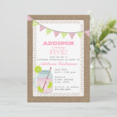 Leinwand-inspirierte rosa Limonade u. Limoner Einladung (Stehend Vorderseite)