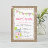 Leinwand-inspirierte rosa Limonade u. Limoner Sip Einladung (Stehend Vorderseite)