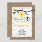 Leinwand inspiriertes Bienen-Themed Geschlecht Einladung (Vorne/Hinten)