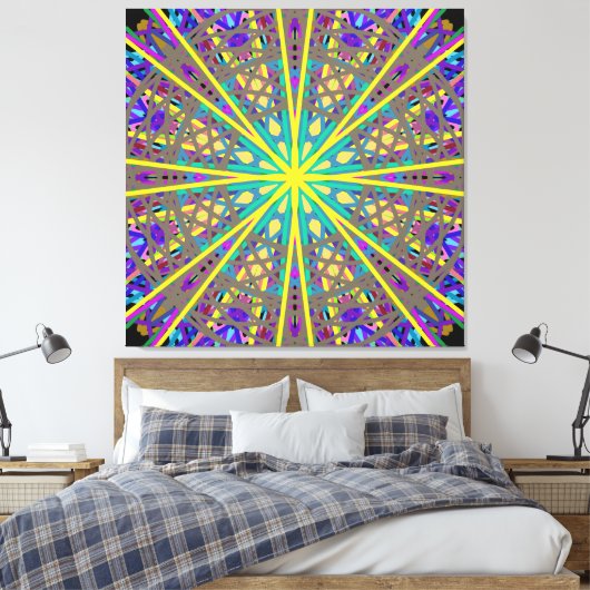 Leinwand Kaleidoskop-Star, Lila-Gelbe Grüne Kunst (Insitu (Schlafzimmer))