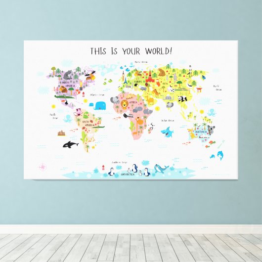 Leinwand Kinder Weltkarte Kinderzimmer (Insitu (Holzboden))