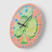 Leinwand Klee bunten Pastellfarben künstlerisch Große Wanduhr (Winkel)