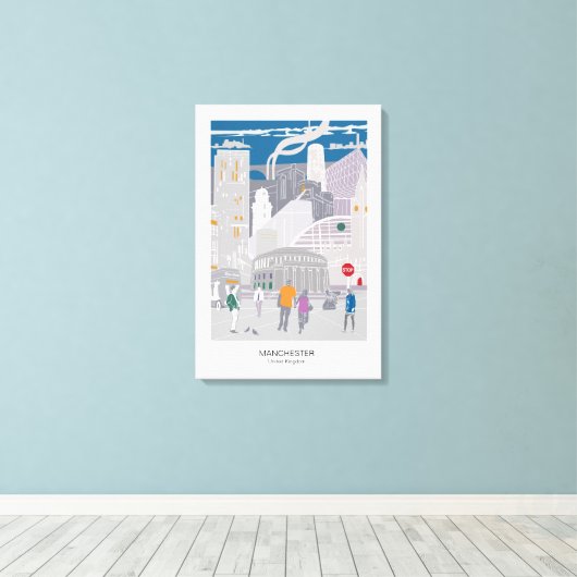 Leinwand Manchester Skyline Illustration (Insitu (Holzboden))