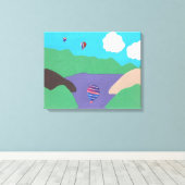 Leinwand mit Berg- und Seenlandschaft (Insitu (Holzboden))