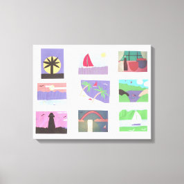 Leinwand mit bunten Szenen