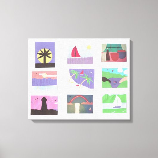 Leinwand mit bunten Szenen (Vorderseite)