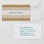 Leinwand mit empfindlicher Spitze - Shabby Chic Visitenkarte (Vorne/Hinten)