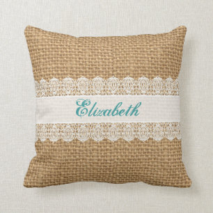 Leinwand mit empfindlicher Spitze - Shabby Kissen