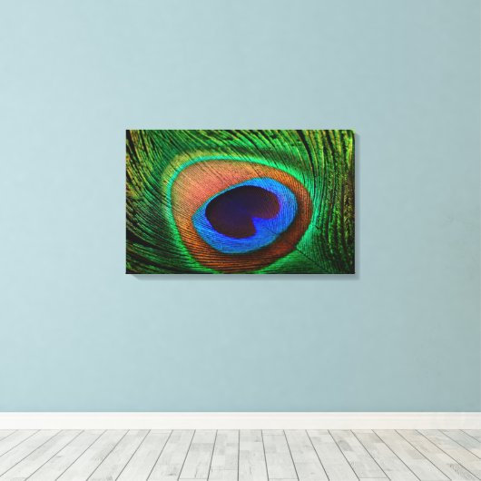 Leinwand mit farbigem Pfauenfederbild (Insitu (Holzboden))