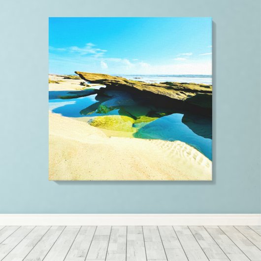 Leinwand mit felsigem Meeresboden bei Ebbe (Insitu (Holzboden))