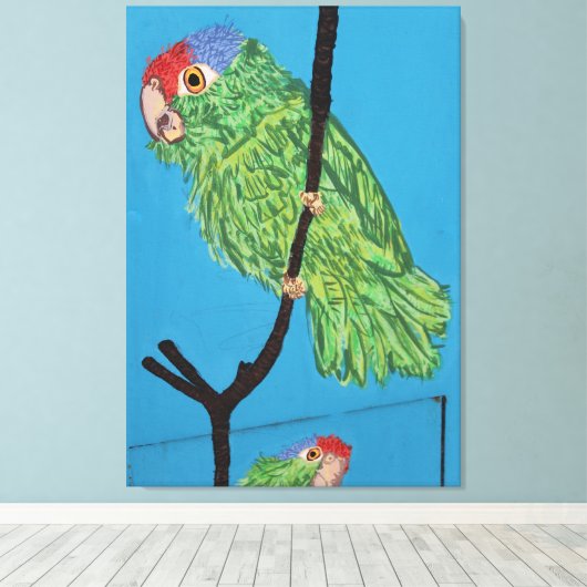 Leinwand mit grünem Papagei (Insitu (Holzboden))