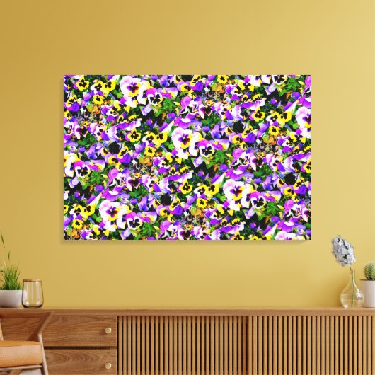 Leinwand mit mehrfarbigen Stiefmütterchen (Insitu (Wohnzimmer))