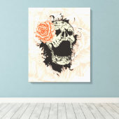 Leinwand mit orangefarbener Rose (Insitu (Holzboden))