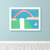 Leinwand mit Regenbogen- und Wasserfallszene (Insitu (Holzboden))