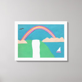 Leinwand mit Regenbogen- und Wasserfallszene