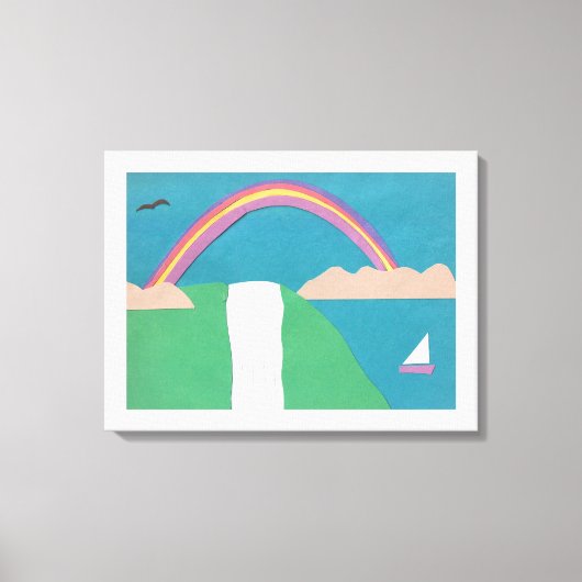 Leinwand mit Regenbogen- und Wasserfallszene (Vorderseite)