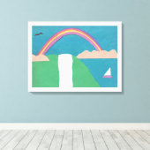 Leinwand mit Regenbogen- und Wasserfallszene (Insitu (Holzboden))