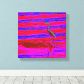 Leinwand mit rosa und blauem Heron (Insitu (Holzboden))