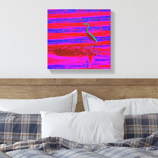 Leinwand mit rosa und blauem Heron (Insitu (Schlafzimmer))